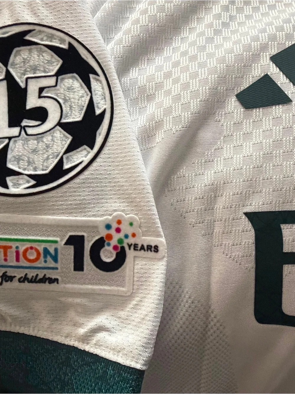Real Madrid White Soccer Jersey with Maroon and Dark Green player version